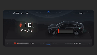 An animation of a car charging animation car hmi ui