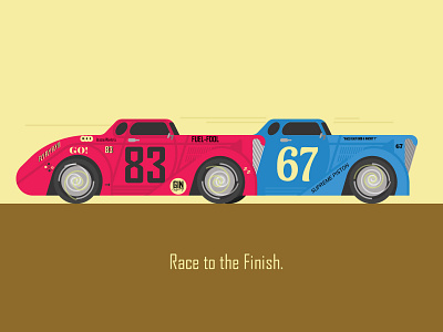 Race to the Finish. auto automobiles branding colors illustration minimal minimalillustrations modern modernillustrations posters racecars racing simple simpleillustrations whatsnew