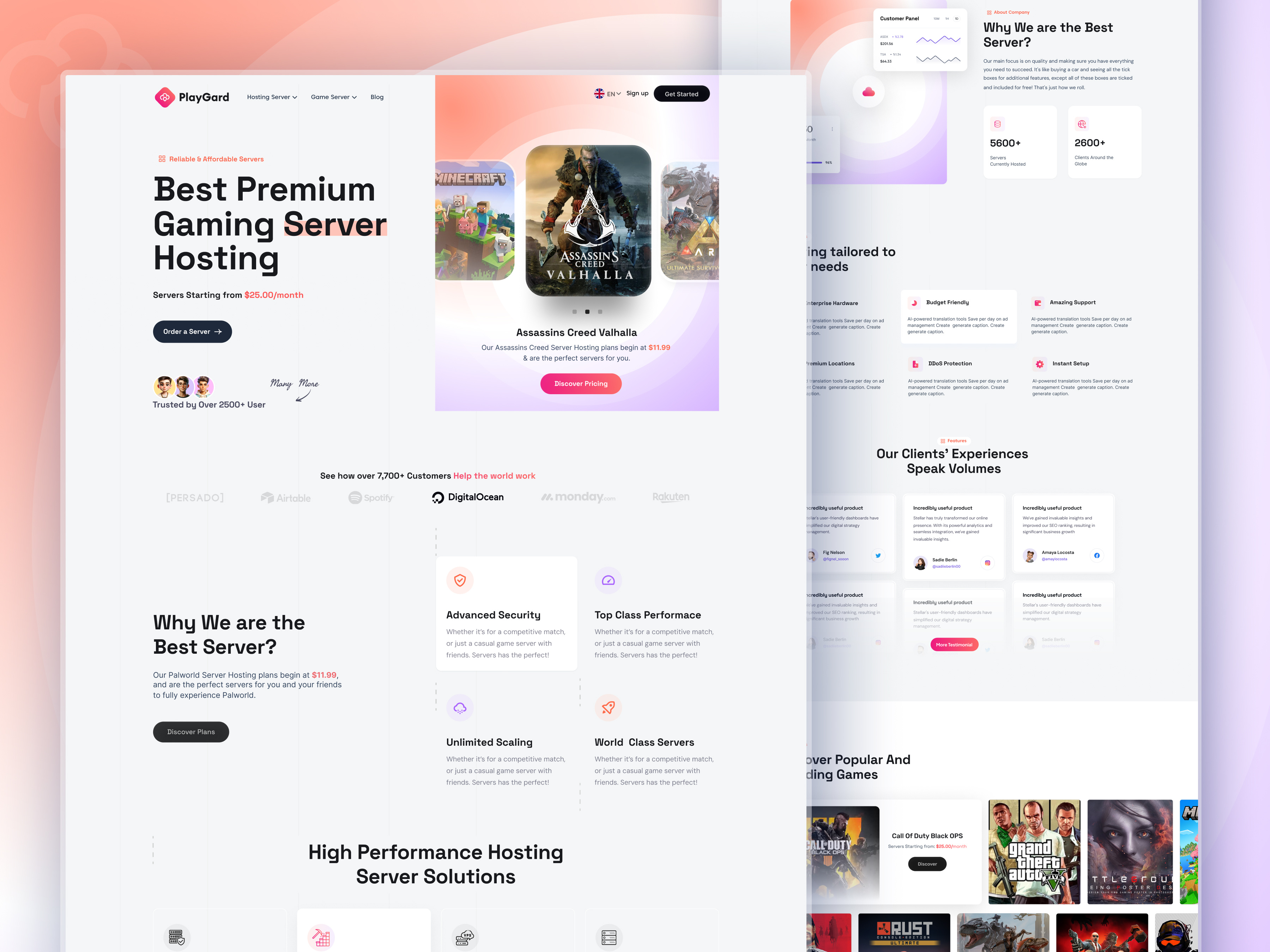 Example of Gaming Server Website Design UI/UX