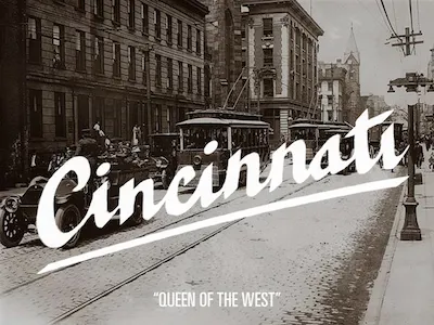 Cincinnati, OH brush script hand lettered hand lettering lettering postcard script typography vintage