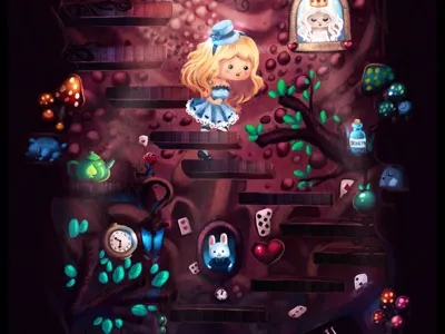 Follow the Black Rabbit bunnies children drawing illustration painting photoshop