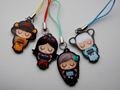 Kokeshi Charms characters charms illustration kimono kokeshi