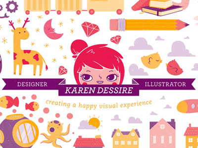 Identity Illustration diver giraffadeer houses identity illustration octopus pink purple self portrait self promo vector yellow