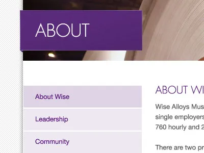 Interior Page Heading and Subnav ribbon subnav