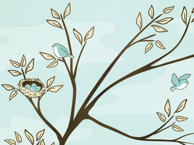 Nursery Blue Birds birds blue dali decals decal eggs flying illustration nest tree work