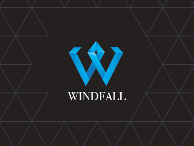 Windfall - Diamond blue branding diamond logo origami ribbon