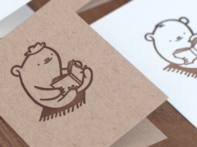 Bibliobears Letterpress Mini Cards bear cute illustration letterpress reading stationery symmetry