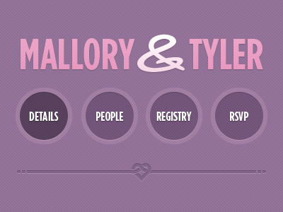 Type, nav and divider elements heart purple wedding