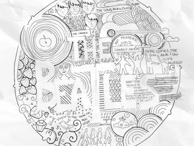 Sketch for a T-shirt design bass beatles drums ringo t shirt