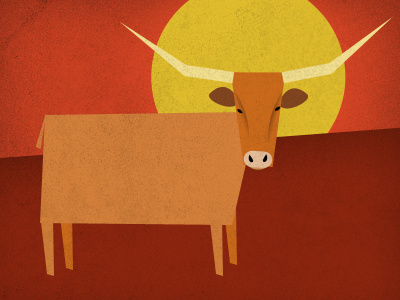 TX Summer austin illustration longhorn red summer texas yellow