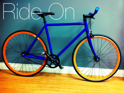 Ride On bike blue fixie light orange ride wheels