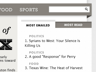 Most Emailed articles grayscale most emailed search