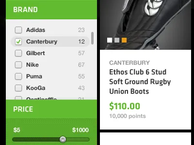 Filters checkbox filter product silder