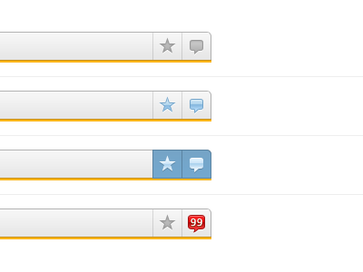 Favorites & Notifications bar bubble buttons count default gradient hover selected speech bubble star word bubble