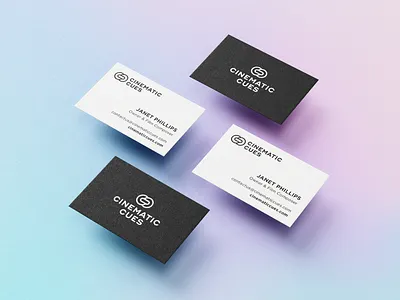 Cinematic Cues Business Cards action business cards cinema cinematic composition cues fantasy horror licensing music print purple sci fi teal