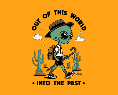 Out Of This World alien alien art alien cartoon alien character alien traveler apparel art cartoon alien character design characterdesign characters cute art cute illustration design illustration retro retro alien