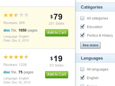 Search Results add blue box button cart category check doc document ecommerce green input marketplace price result results sale search star tag ui yellow