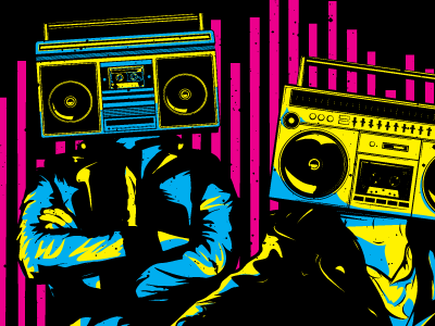 boombox bruisers boombox illustration leather jackets mean vectors