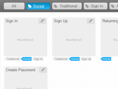 Tag Filtering dashboard design ui