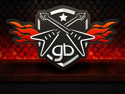 Guitar Battle - logo battle fire guitar iron logo wood