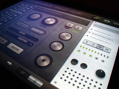 Radiopad Released app apple button buttons control panel dark dashboard default fabric grunge ipad iphone leather media player metal radio realistic slider buttons software textures ui user interface web elements wood