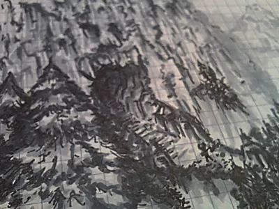 Foyer to retched hive of scum and villainy cave copic drawing dweller pen sketch