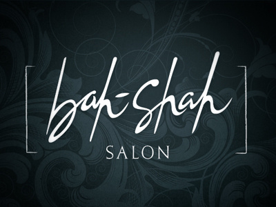 bah-shah salon logo flowery handwritten logo salon