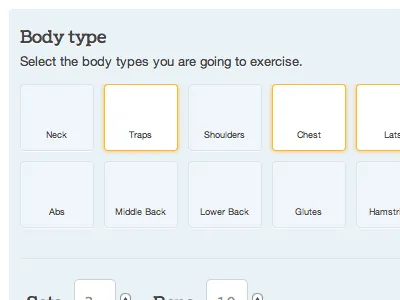 Pick body part border list select