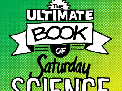 Science book cover dots green haltone pattern hand lettering science typography yellow