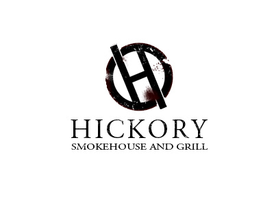 Hickory bbq grunge identity logo worn