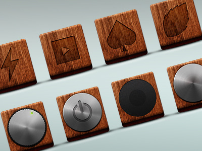 Wooden Icons design elements icons knobs metal wooden