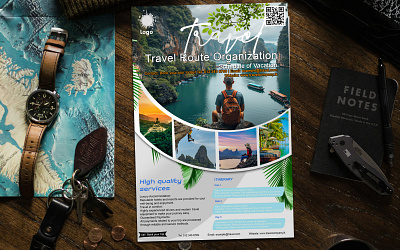 Professional Travel Agency Poster PSD Template for Sale customizable design graphic design template photoshop template professional flyer design psd template tourism marketing travel advertising travel agency flyer travel poster design vacation planner