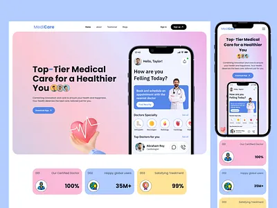 Medical app landing page appointment doctor doctor booking app doctor website firqah firqah lab health health app health website healthcare healthcare app medical booking app medical care medical landing page medical website design mental health websites mobile app online doctor booking patient app web ui