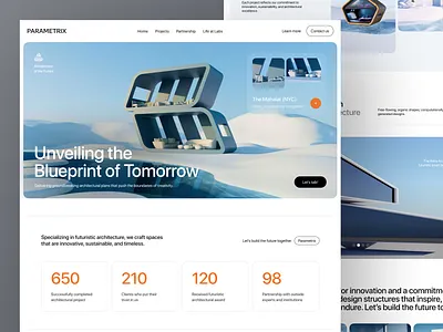 PARAMETRIX: Futuristic architecture landing page architec architecture design exploration landing page ui ui design ux ux design web web design website website design