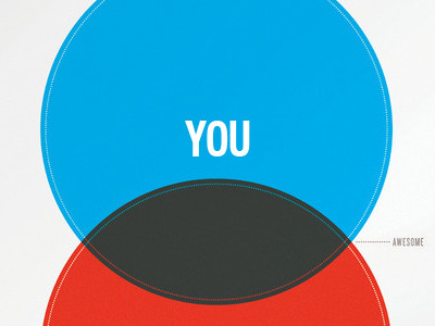 You + Me = Awesome blue circles infographic people red shapes symbion