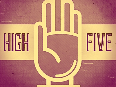 High Five! grungy high five purple retro vintage