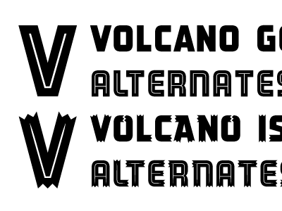 Volcano alphabet cruise font gaspipe gothic inline island jungle lava lettering matchandkerosene ripped saw toothed torn