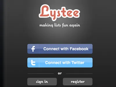 Lystee Login black buttons coquette helvetica iphone login