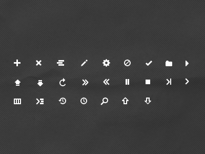 Icons backup delete edit folder forward glyphs icons play plus search servers settings update