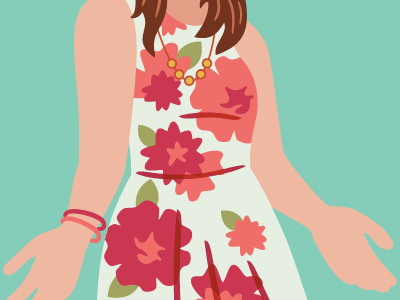 Floral Dress fashion floral flower illustration necklace progress vector woman