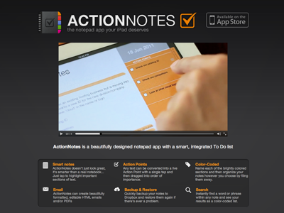 ActionNotes promo video app gui web website