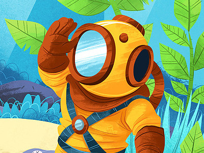 Diver diver fish tank illustration water