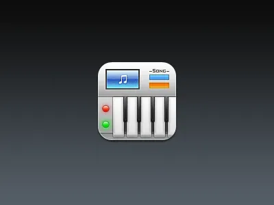 Music. buttons keyboard keys lights music note piano screen