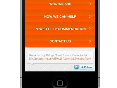 Mobile Site design mobile site orange twitter