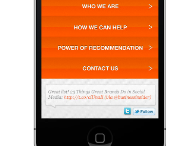 Mobile Site design mobile site orange twitter