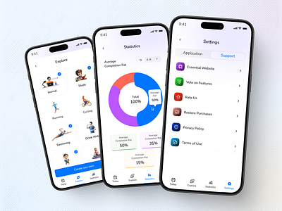 Habit tracking mobile app 2025 android app design app interface branding dashboard fitness app habit tracking ios list mobile apps mobile ui modern monitoring navigation product design tracking app trend ui design ui ux