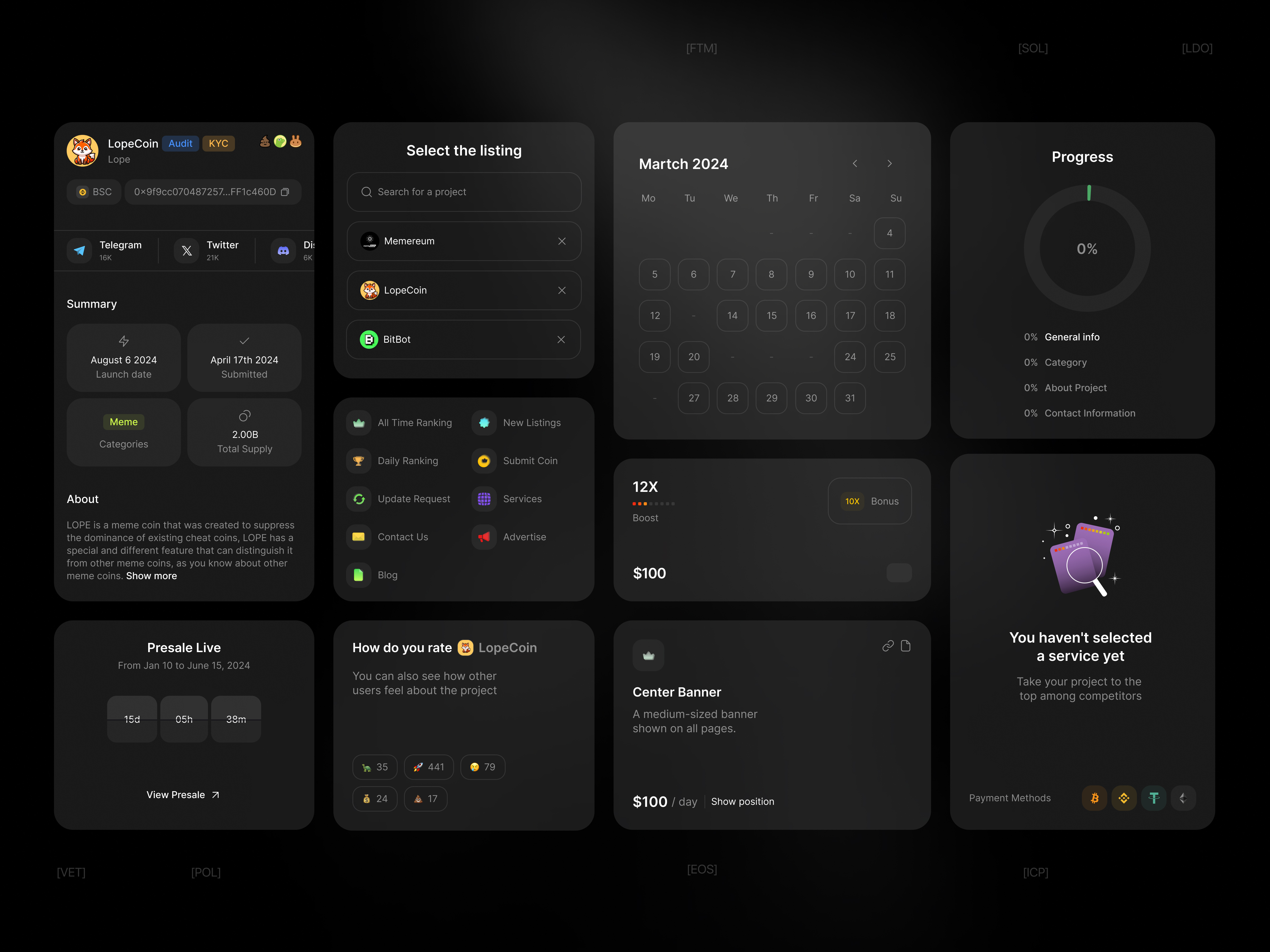 Example of Coingems - platform for listing new cryptocurrencies