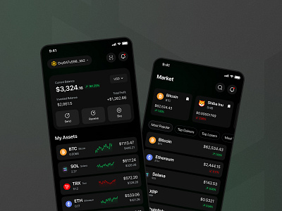 CoinTrack - Cryptocurrency Wallet App app crypto design cryptowallet darktheme design finance minimal mobiledesign portfoliotracker ui uidesign ux wallet