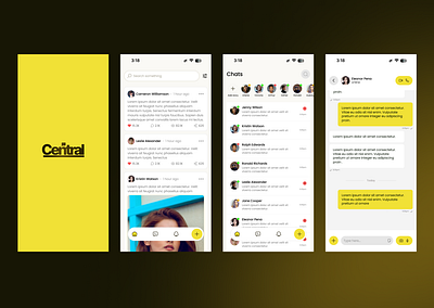 Central - A social media app app design figma illustration landing page ui uiux user interface web design