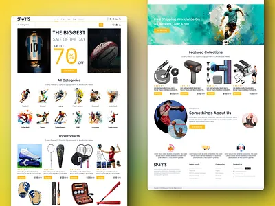 Sports Equipment E-commerce website Landing Page branding design dribbles e commerce figma football graphic design homepage illustration landing page sports sports website design ui uiux userinterface. ux visualdesign web webdesign website